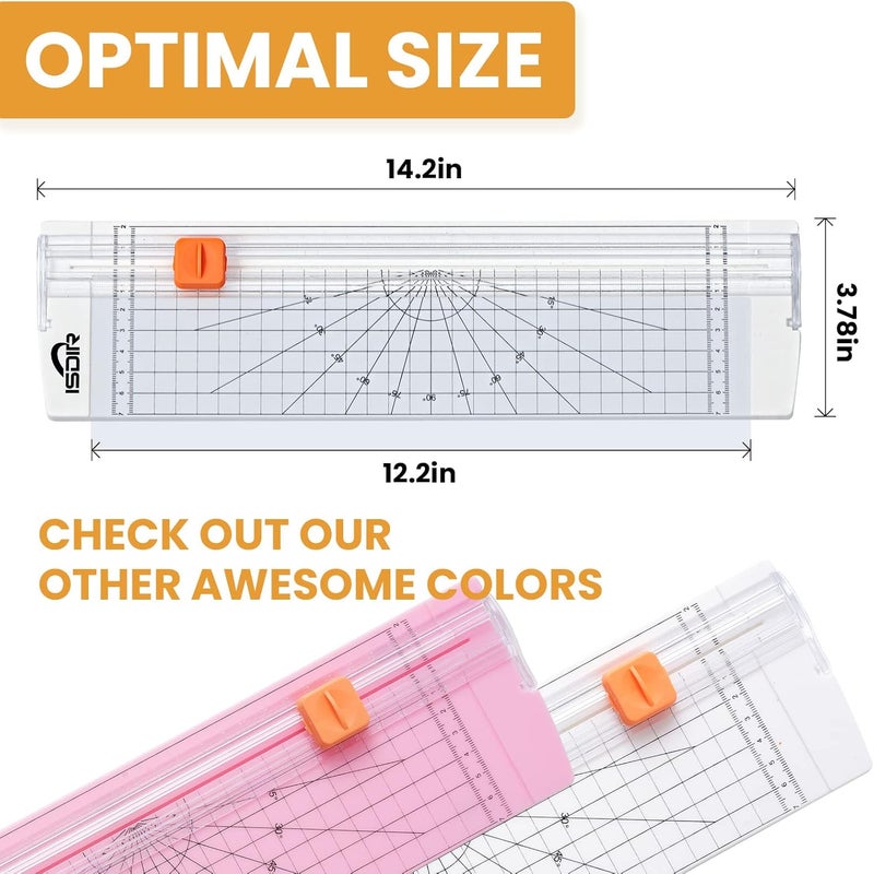 ISDIR A4 Paper Cutter 12 Inch Titanium Paper Trimmer Scrapbooking Tool with Automatic Security Safeguard for Craft Paper, Coupon, Label and Cardstock (White) - Image 3